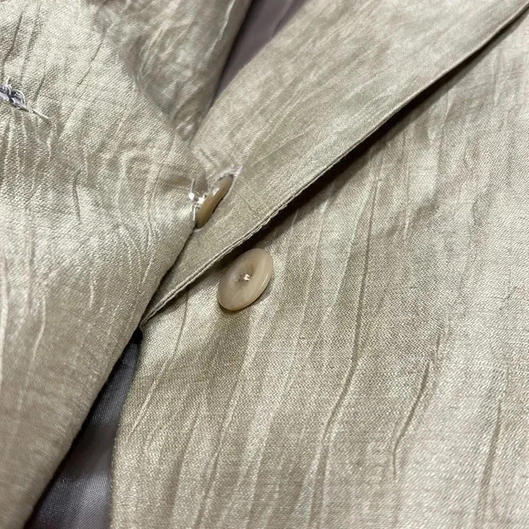 PAZ TORRAS LINEN CROPPED PEPLUM SHIMMERY GOLD COLOR BLAZER made in Milan? - Picture 17 of 17